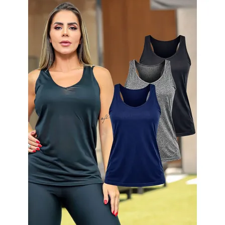 Kit 3 Regatas Dry Fit Academia