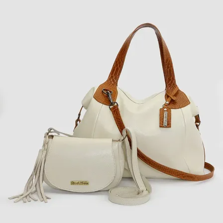 Kit Bolsa Grande + Mini Couro Legítimo