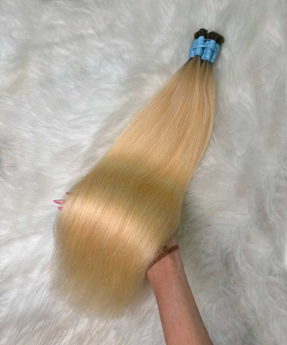 Mega Hair Loiro Raiz Esfumada — Liso 50cm ou Ondulado 55cm (50g)