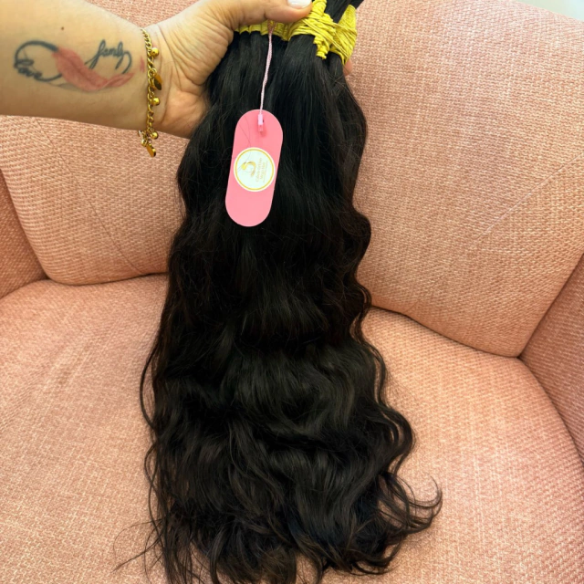 Mega Hair Castanho Ondulado — Cabelo Humano 50g (55, 65 ou 75cm)