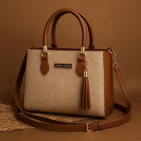 Bolsa feminina lorena palha com alça de regulagem bolsa…