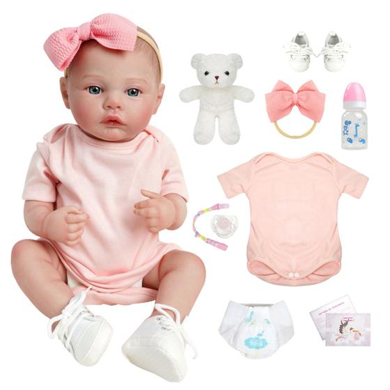 Boneca Bebê Reborn Realista Brastoy Silicone Kit Conjunto de…