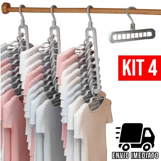 Kit 4 Cabide Magico Organizador Dobrável 9 Divisórias…