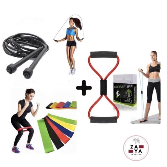 Kit Treine Em Casa Completo Elástico Extensor + Corda de…