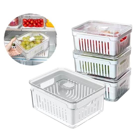 Kit 4 Organizadores Geladeira Acrílico Com Tampa Cesto…