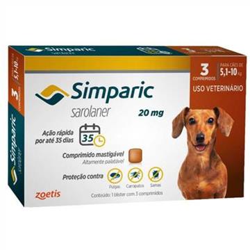 Simparic Antipulgas Cães 5,1–10kg (3 comprimidos)