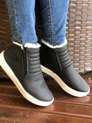 Tênis Botinha Feminino Inverno Forrado Pelúcia